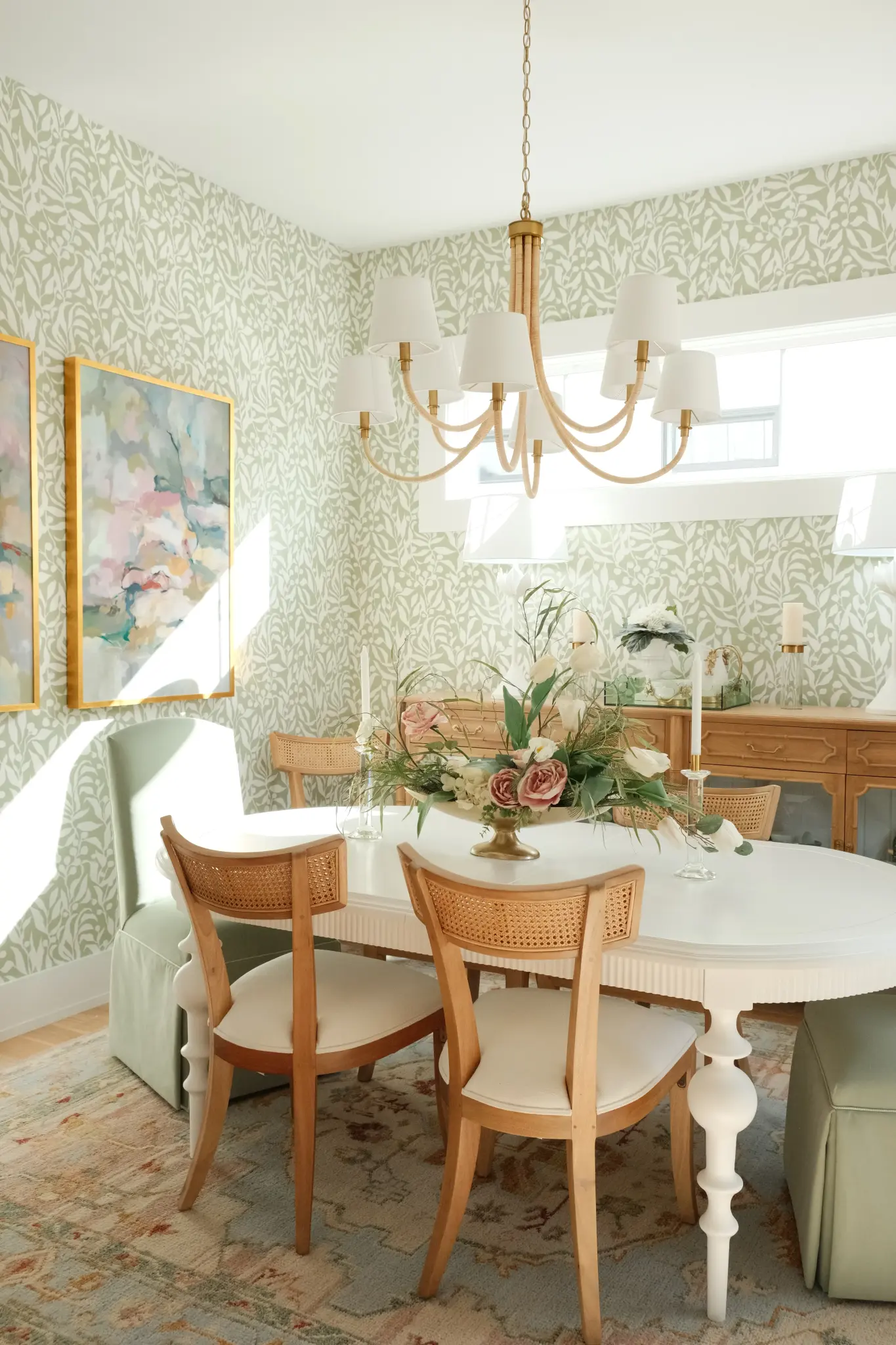 A warm living room bathed in soft, sun-washed tones