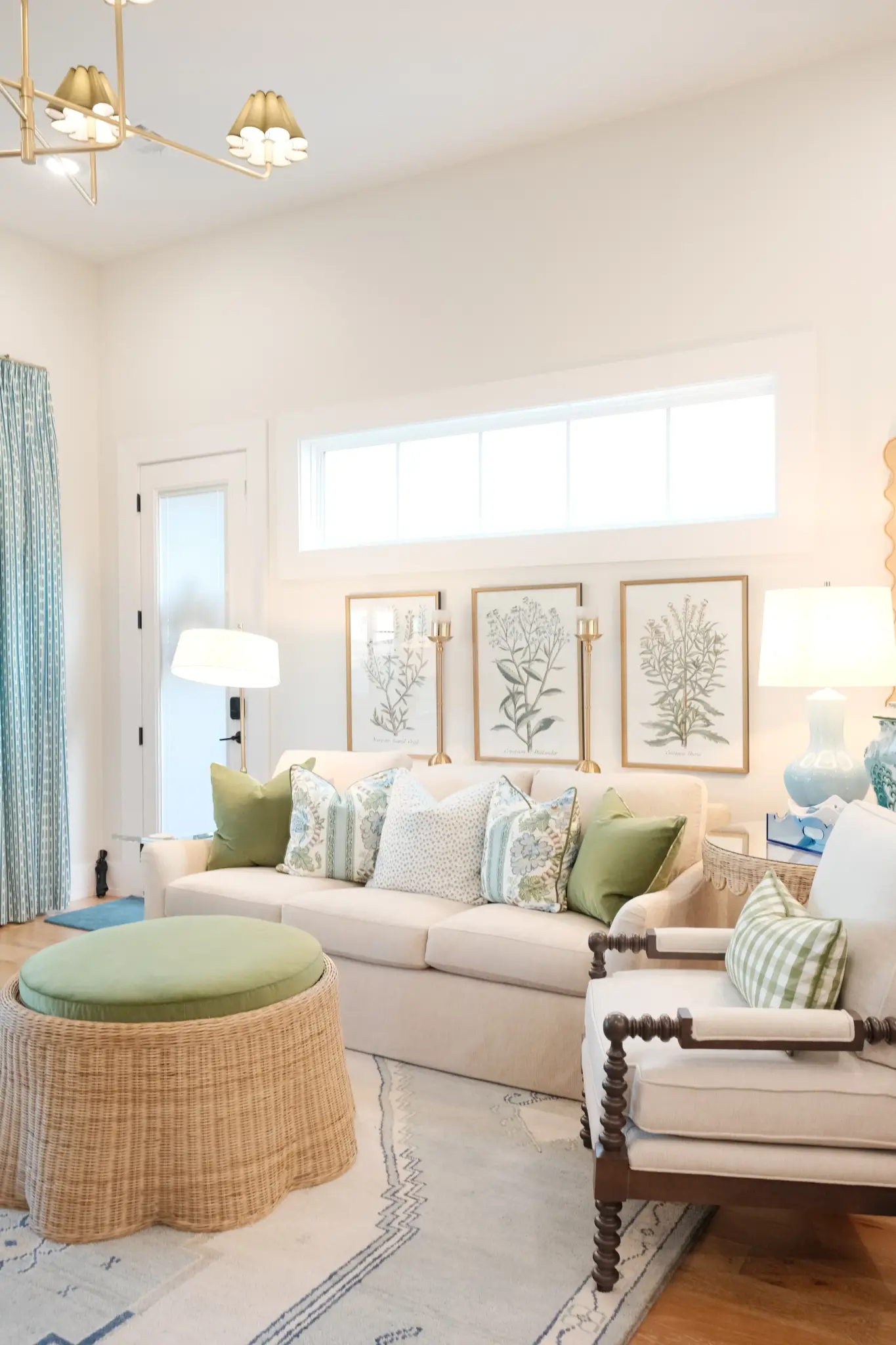 A living room with intentional furniture arrangement
